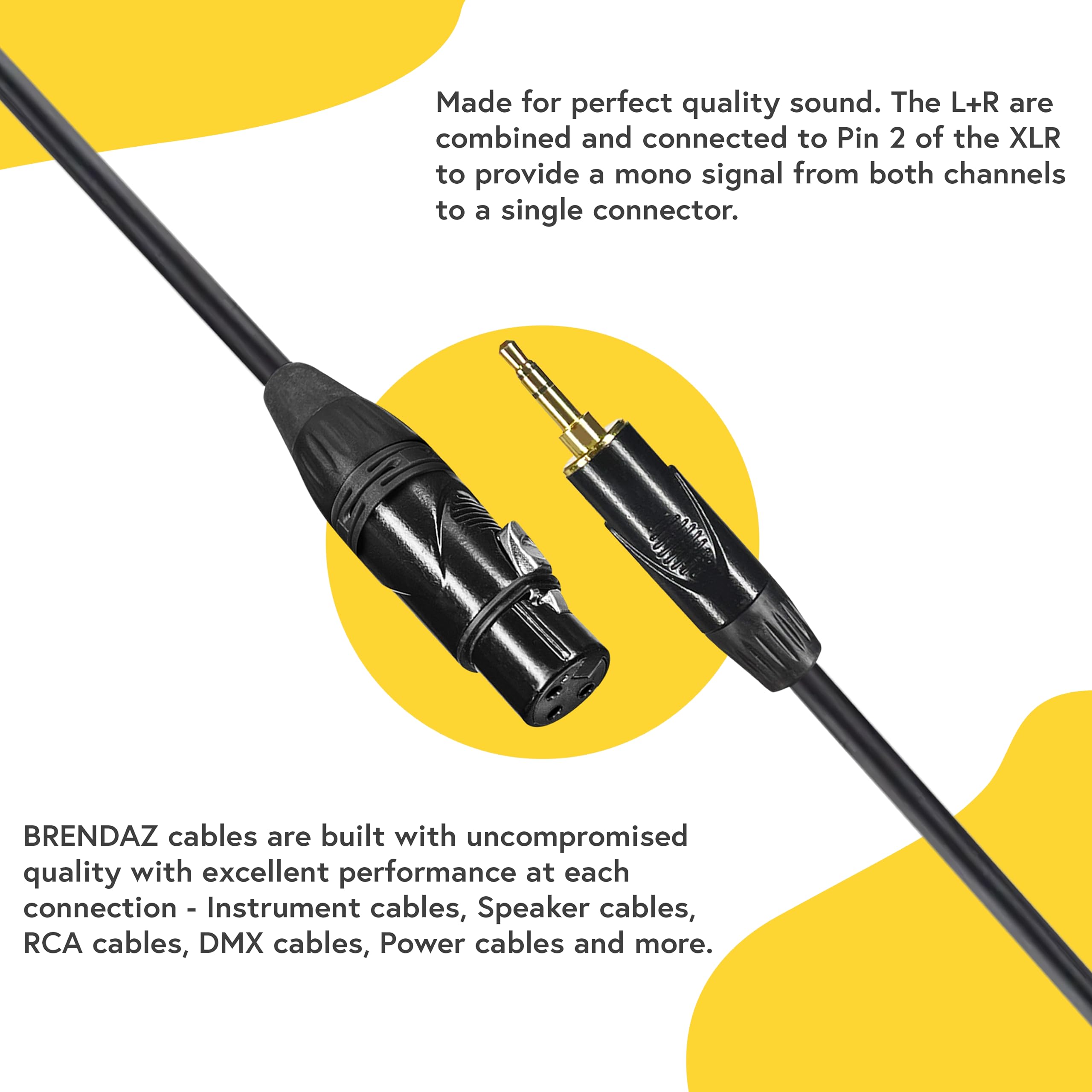 Amazon.com: BRENDAZ Unbalanced 3.5mm TRS Mini Stereo to XLR Female